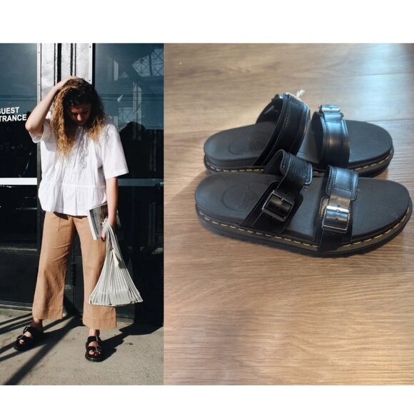 Dr. Martens | Myles Brando Leather Buckle Slide Sandals - Picture 1 of 11